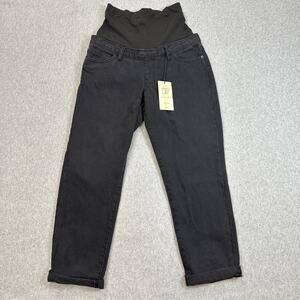 Dont Think Twice Maternity Jeans Women 4 Black Lou Slim Mom Jean Highrise Cuffed